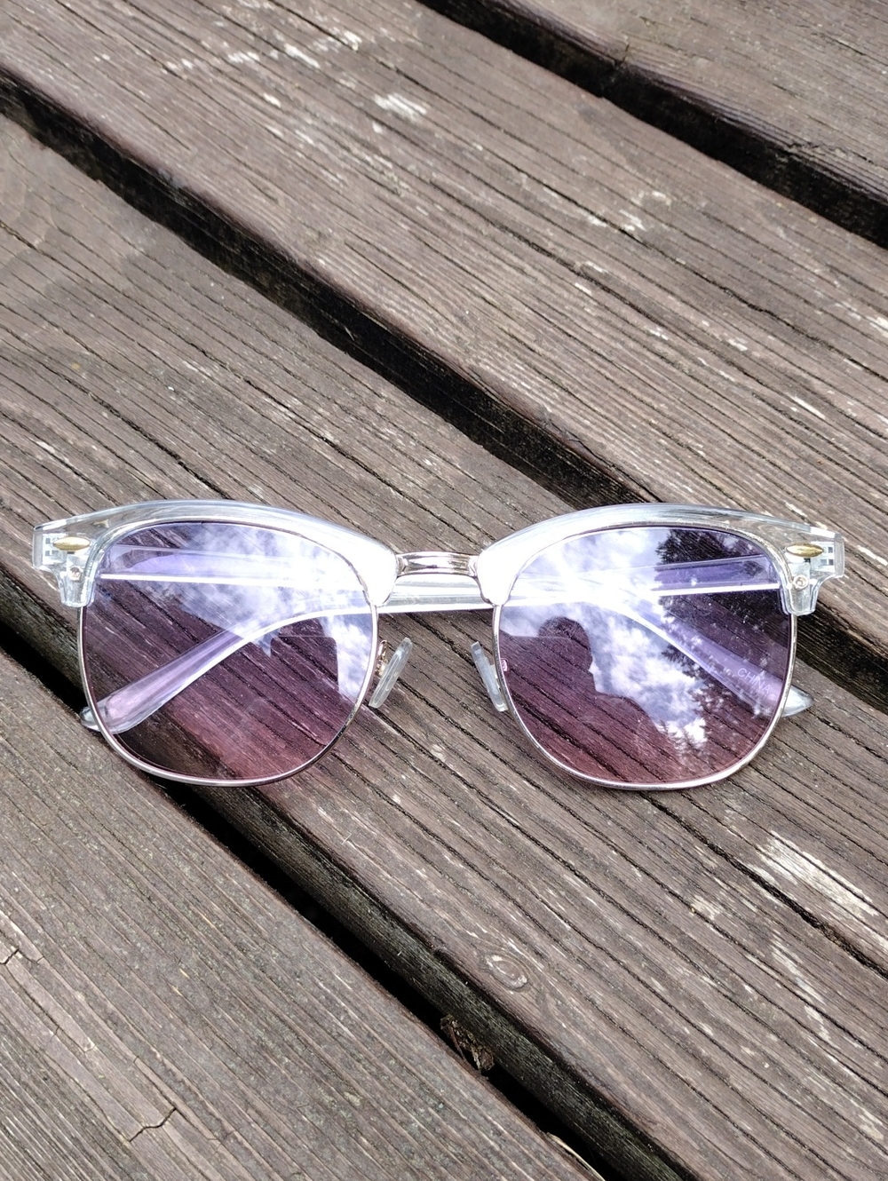 Claire's Clear Frame Sunglasses with Purple Gradient Lenses